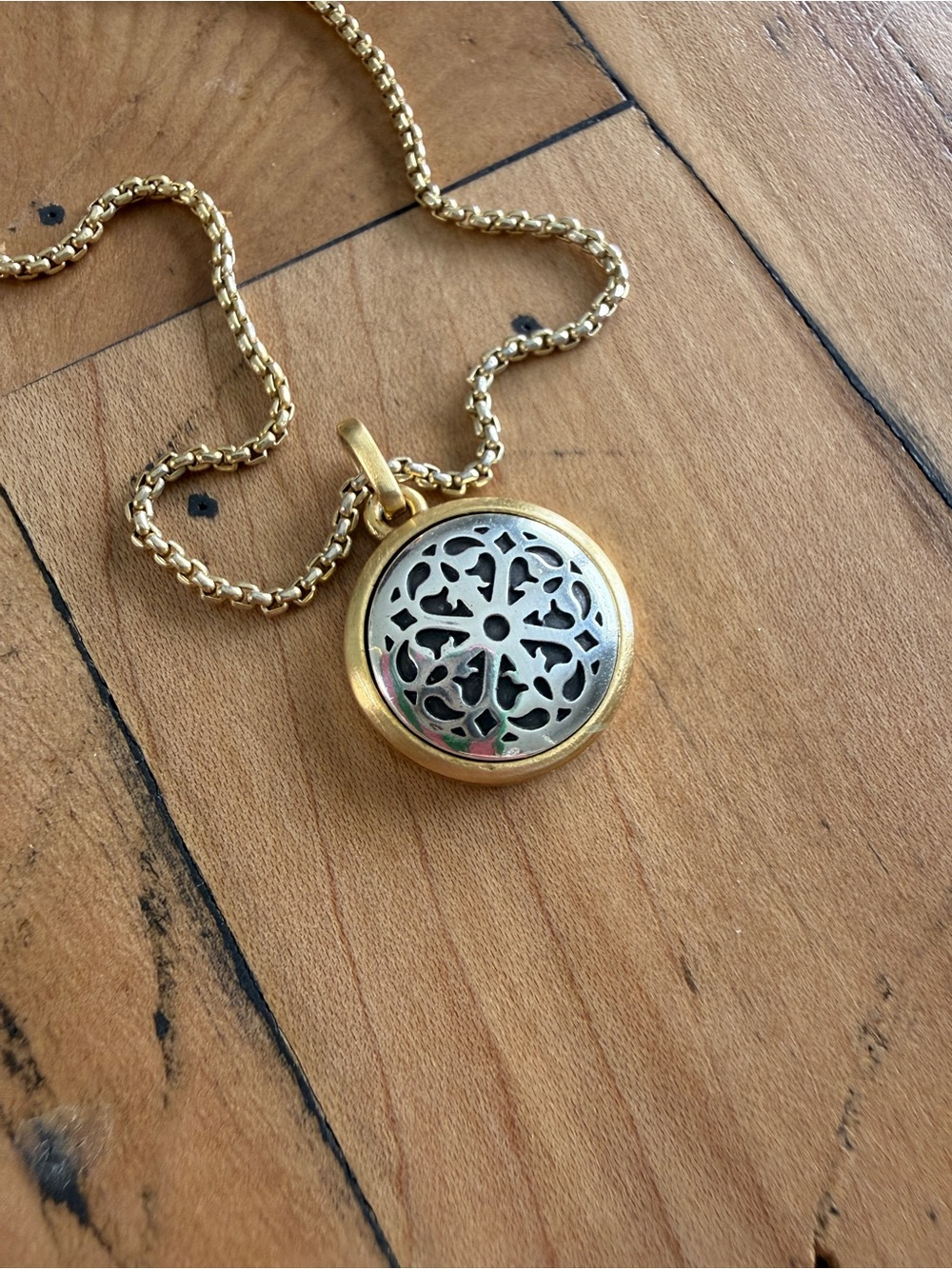 Brighton Gold and Silver Filigree Locket Necklace - Women Jewelry